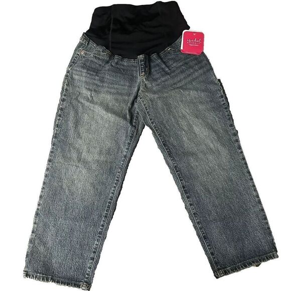 Isabel Maternity Over Belly Cropped Vintage Straight Jeans Size 10 - Picture 1 of 4